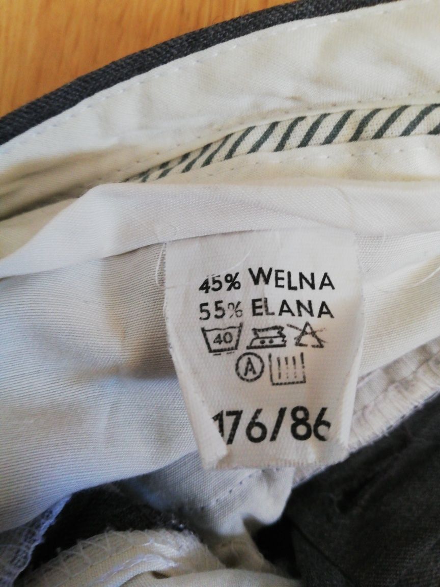 Spodnie wełna pas 88 szare 176