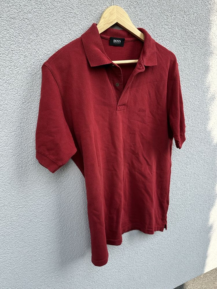Hugo Boss L czerwona koszulka polo haft logo