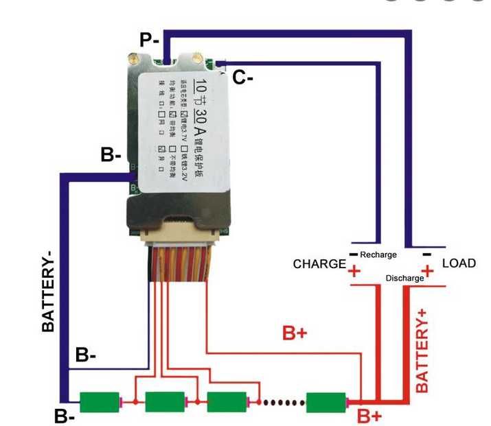 Плата защиты BMS 10s 36v 30A с защитой и балансировкой Li-ion 13s 16s