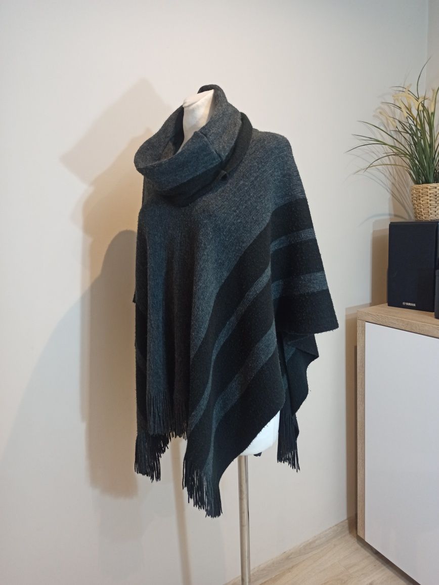 Szaro czarne ponczo F&F rozm. M/L