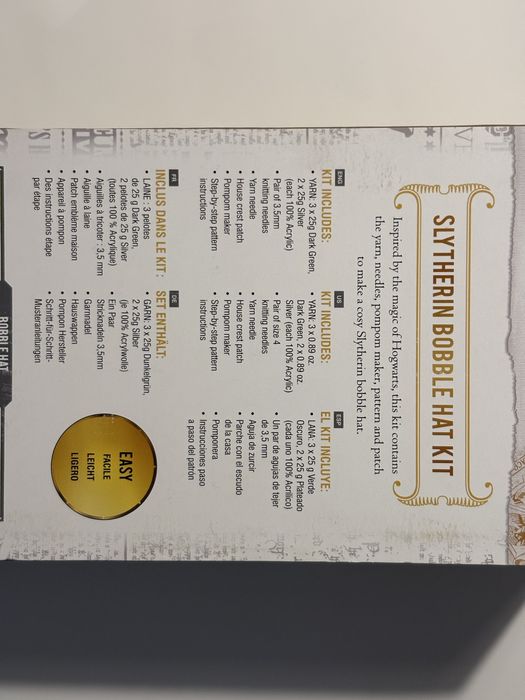 Kit Gorro Malha Harry Potter Slytherin