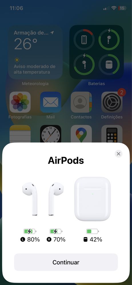 Air Pods (2.ª Geração) Novos