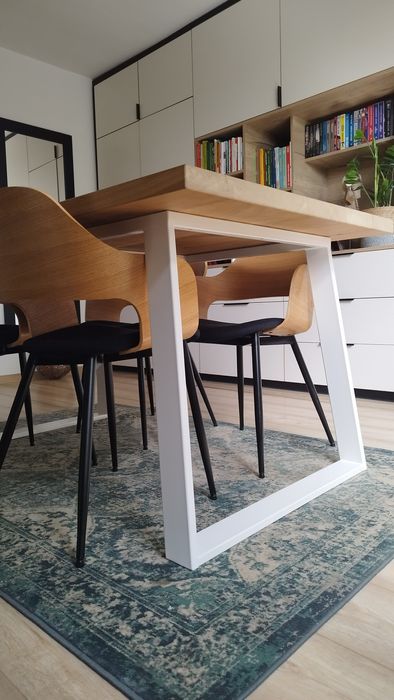 Stół z dębowym blatem, loft 150x90 cm + dostawka 50cm