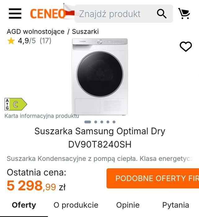 Suszarka Samsung seria 9 Optimal Dry WiFi 9kg