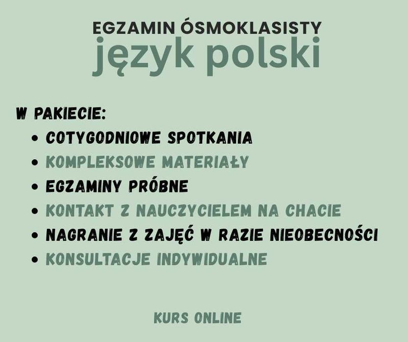 Korepetycje język polski egzamin ósmoklasisty online