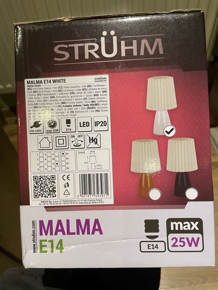 Lampka stołowa MALMA E14 white STRÜHM
