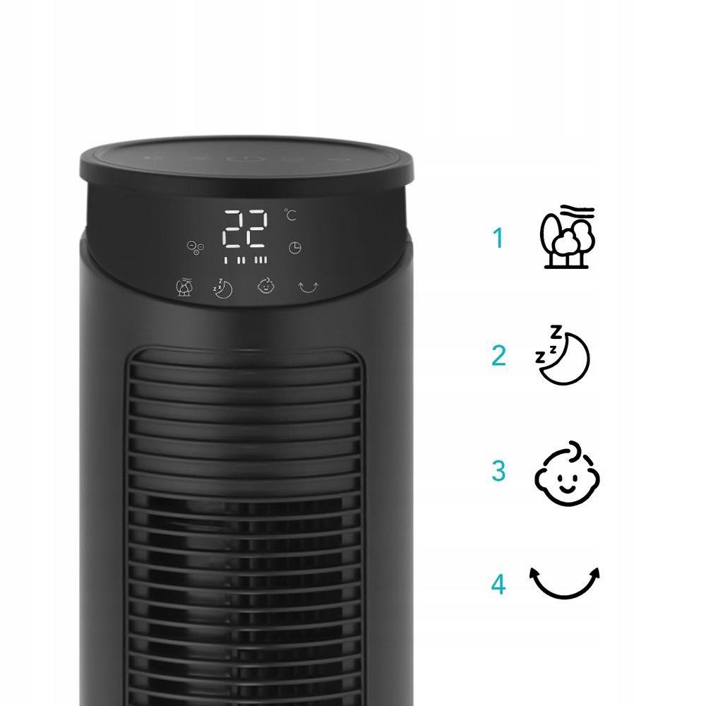 wentylator kolumnowy cichy eberg fyn stojący wiatrak xxl+wifi+aroma