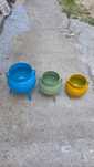 3 potes de ferro pintados , para decoraçao de jardim