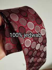 Męski jedwabny krawat 100% silk w kółka, bordowy Paul Costelloe