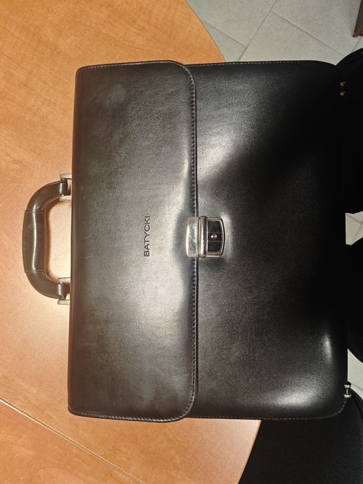 Batycki aktówka teczka czarna skóra
