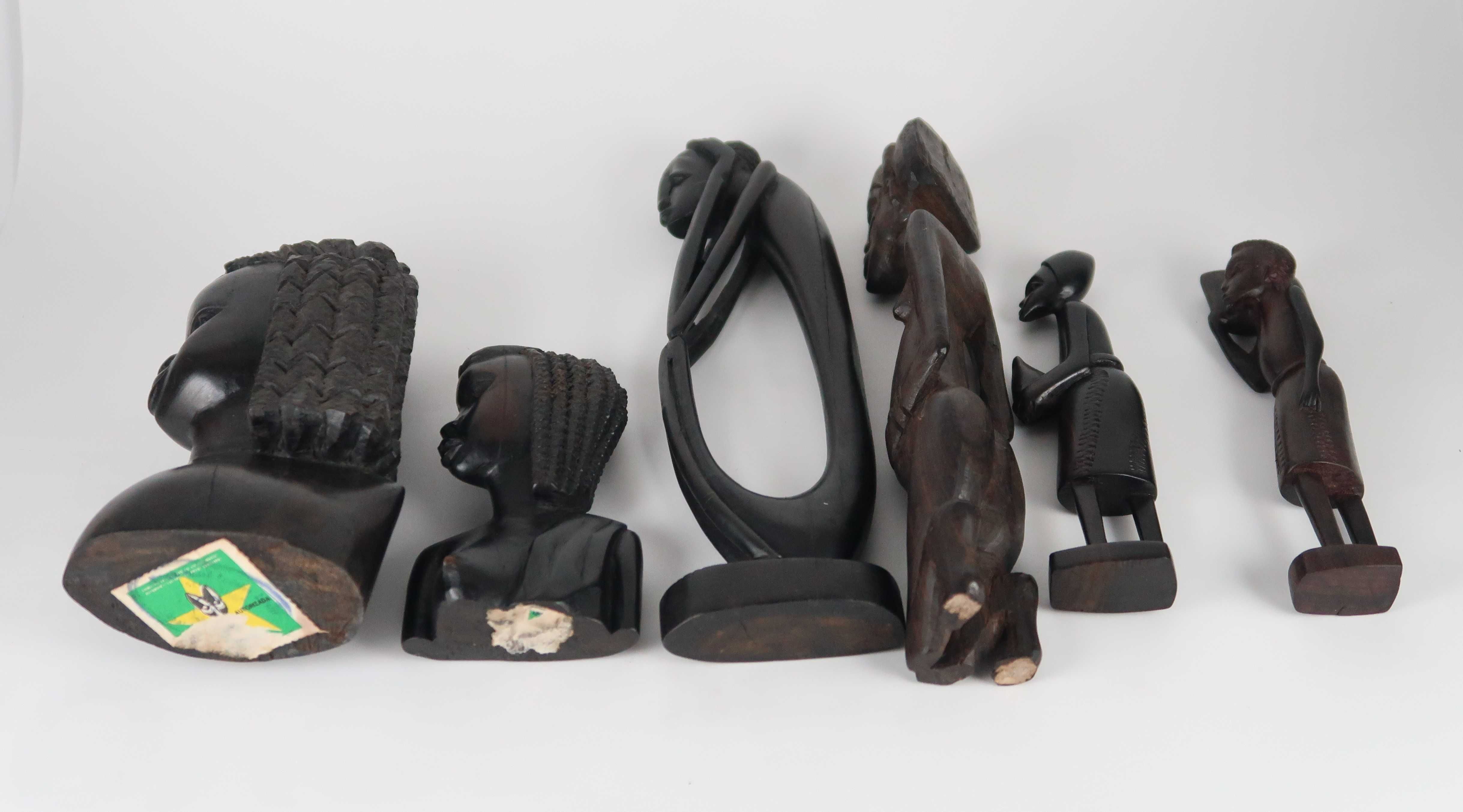 Conjunto de 6 esculturas em madeira - Arte Africa