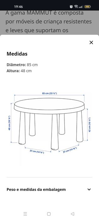 Mesa mammut com 4 bancos bebe e criança