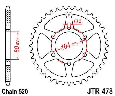 Cremalheira nova JTR478.46 Kawasaki