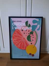 Plakat "Warzywa i owoce" Jagoda Pecela vintage szpeje prl  50×70