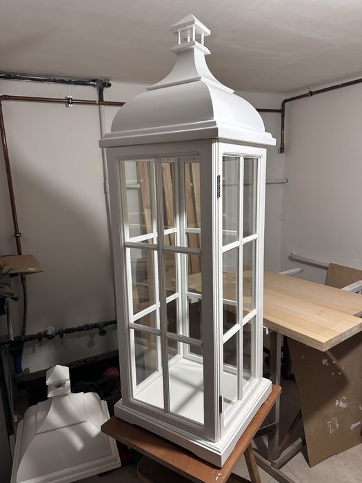 Latarnia drewniana ręcznie robiona biała