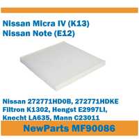Filtr kabinowy MF90086 Nissan Micra, Note zamiennik Filtron K1302