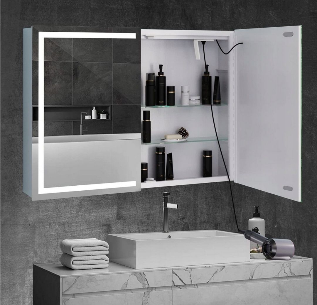 Szafka łazienkowa LED aluminium dotykowa 80/90cmx60cm
