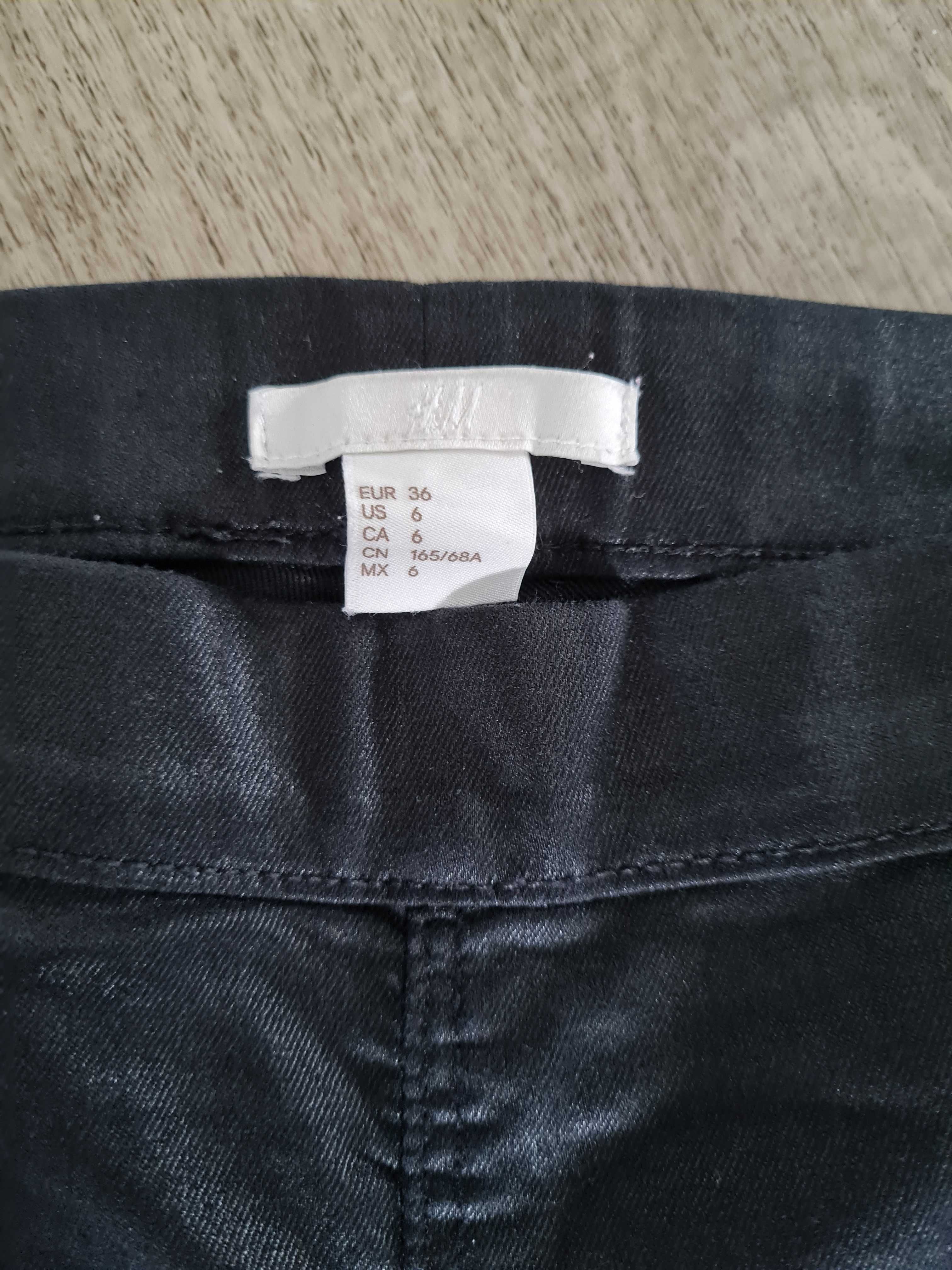 Spodnie jegginsy z połyskiem czarne H&M 36/S