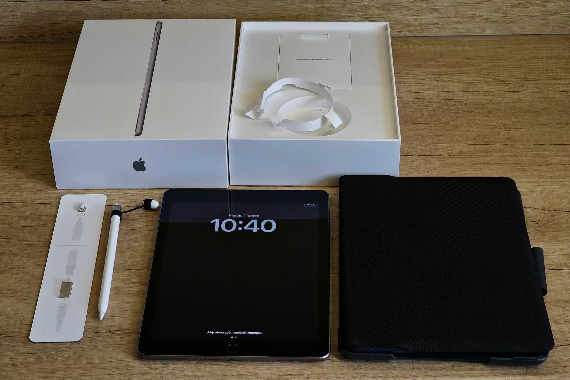 Ipad 6gen 128gb gwiezdna szarość + apple pencil + logitech slim folio.