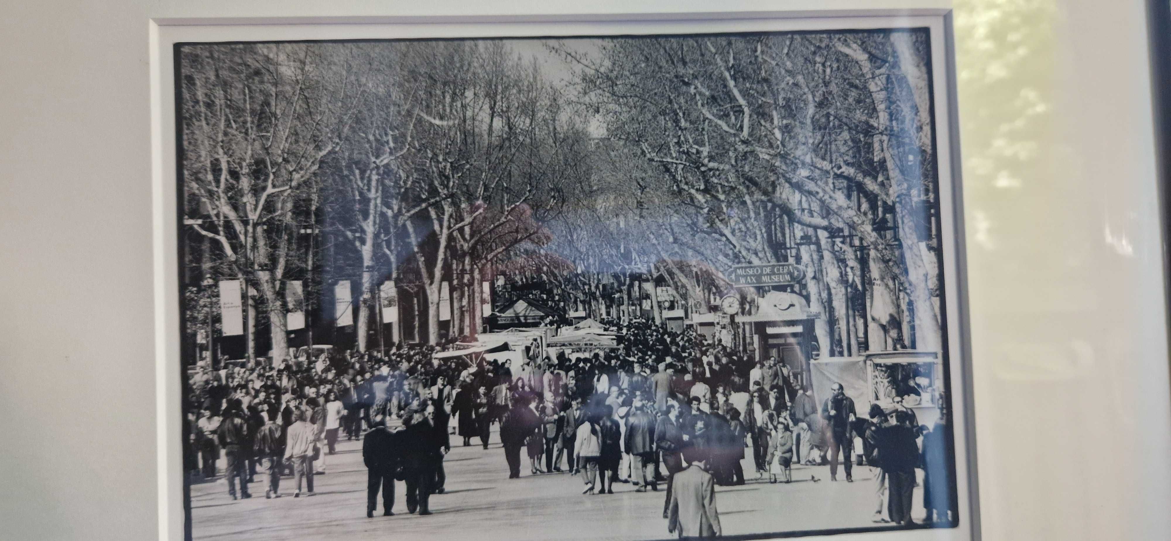 Dwie stare fotografie Barcelona Rambla Hiszpania dekor design antyk