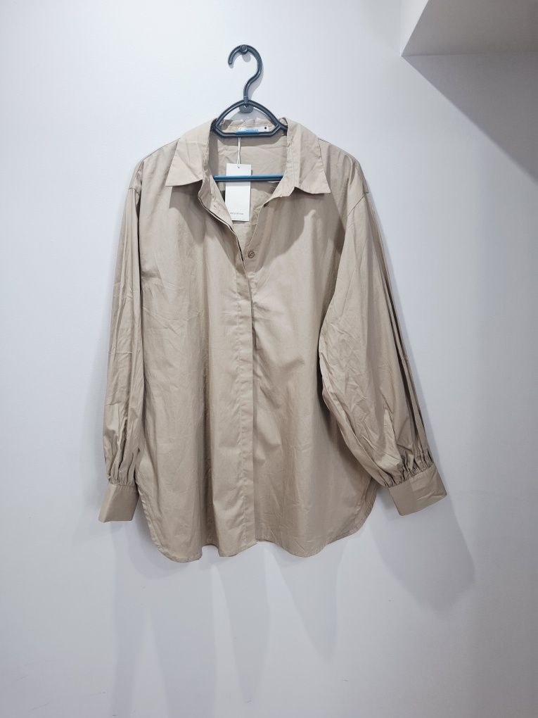 Beżowa koszula damska oversize nowa reserved bawełna xl 42