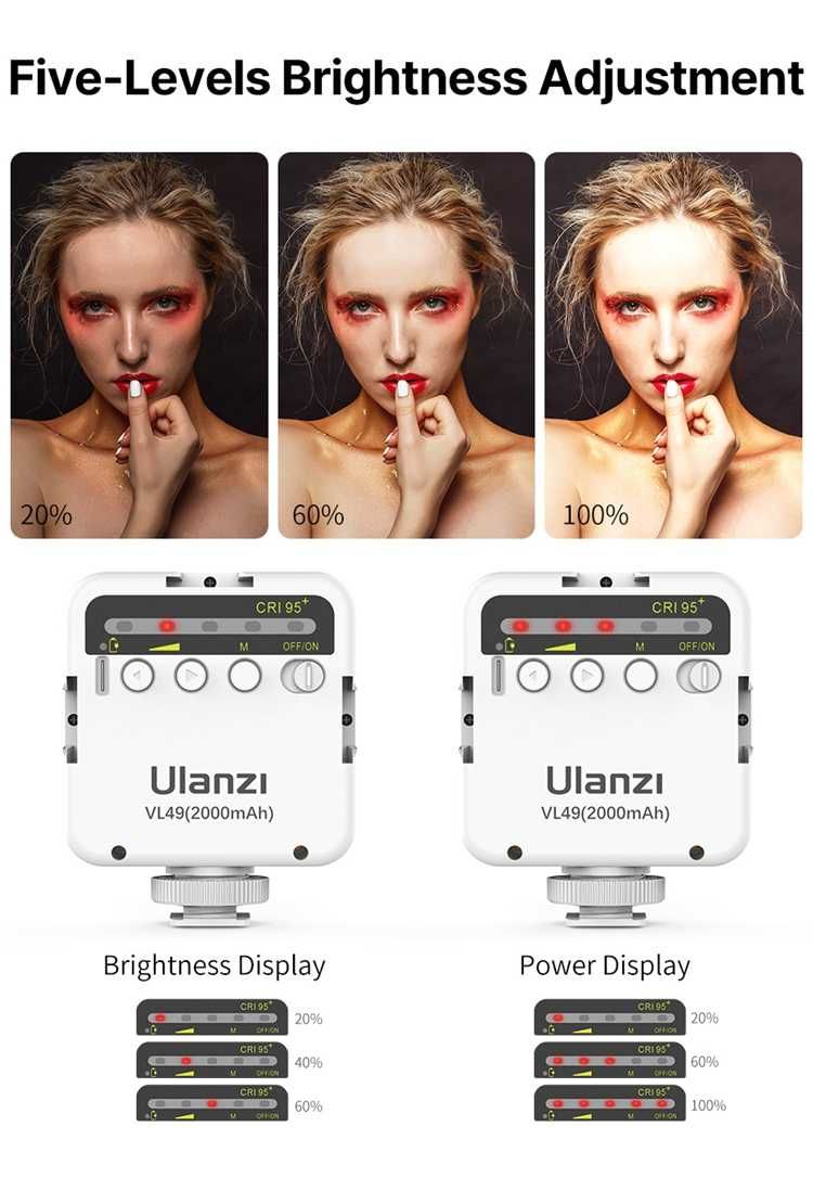 Ulanzi vl49 6w LED Camara vídeo bateria 2000mah 5500k iluminação NOVO