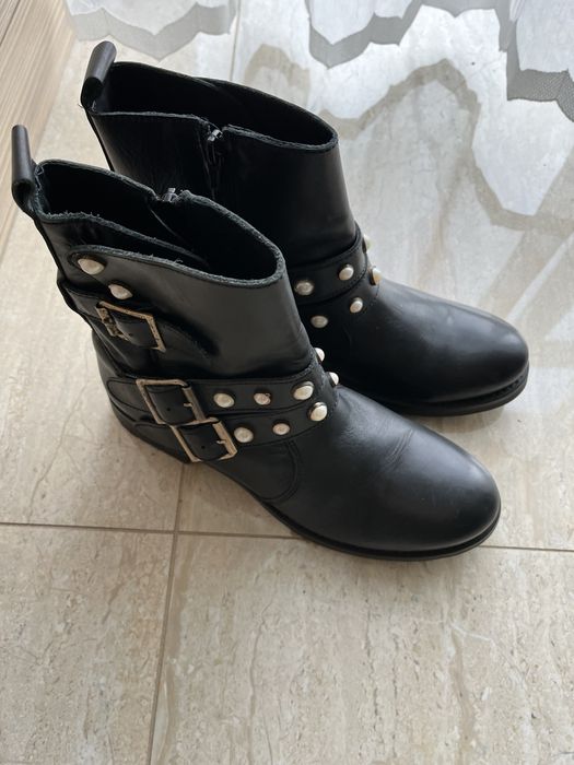 Черевики ботильйони шкіра 39р (25см) козаки в стилі zara ковбої