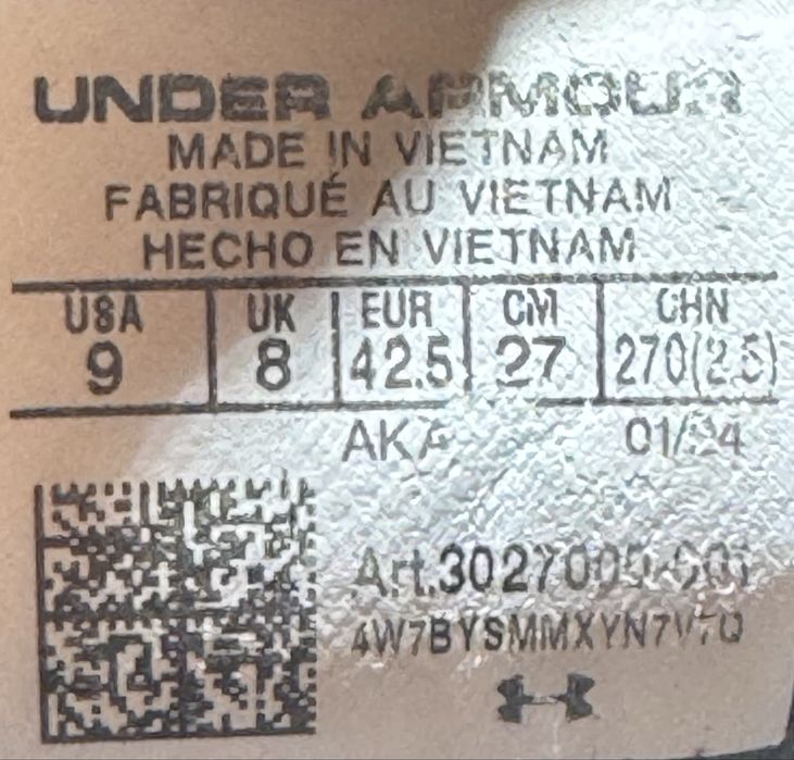Оригінальні кросівки Under Armour. Розмір 42,5(27 см)