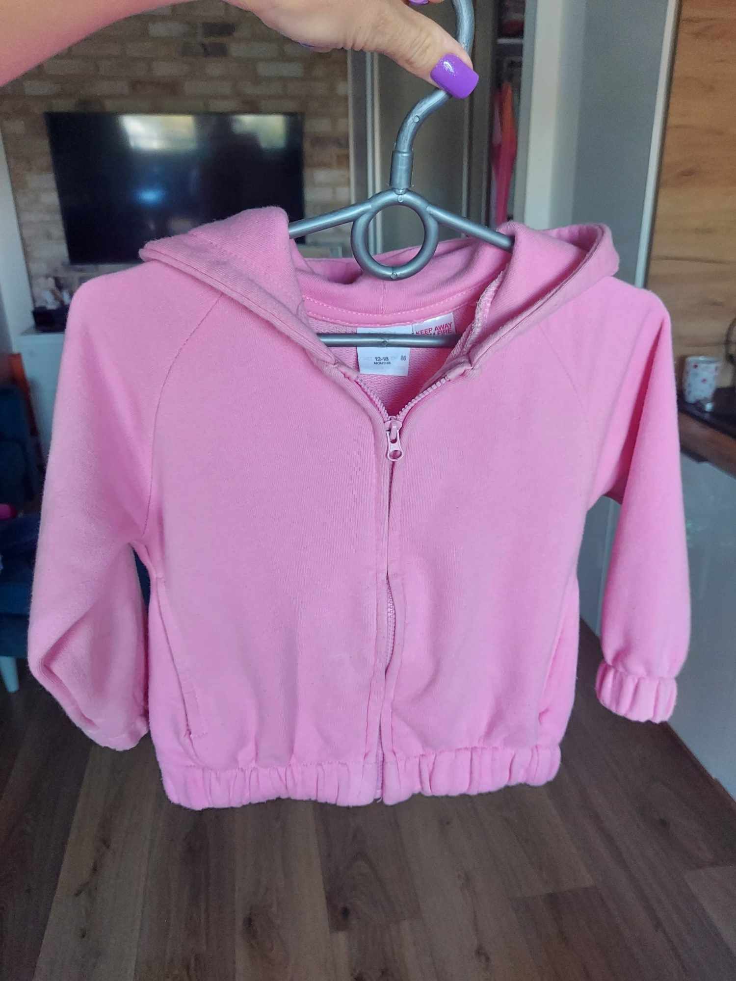 bluza kangurek rozpinana różowa neonowa 86cm zara kids