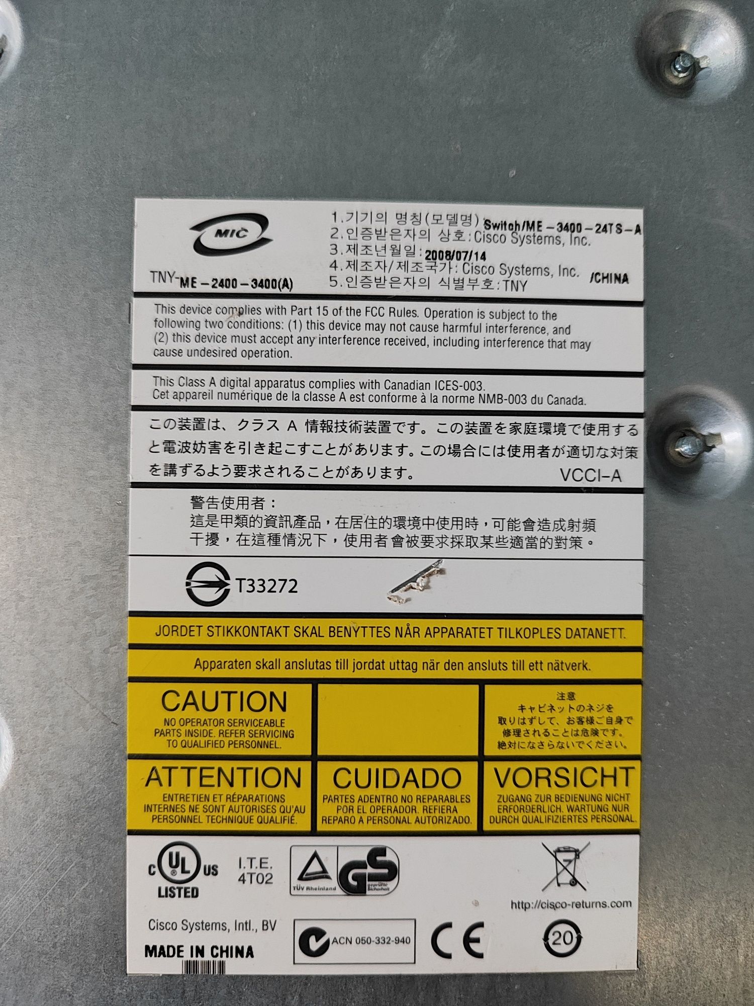 Комутатор Cisco Catalyst 3750 POE-48, CiscoME 3400-24TS-A