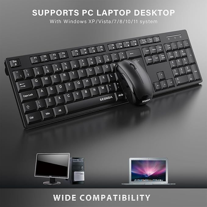 Seenda K041 Zestaw Klawiatura I Mysz Bezprzewodowa Usb Qwerty Uk