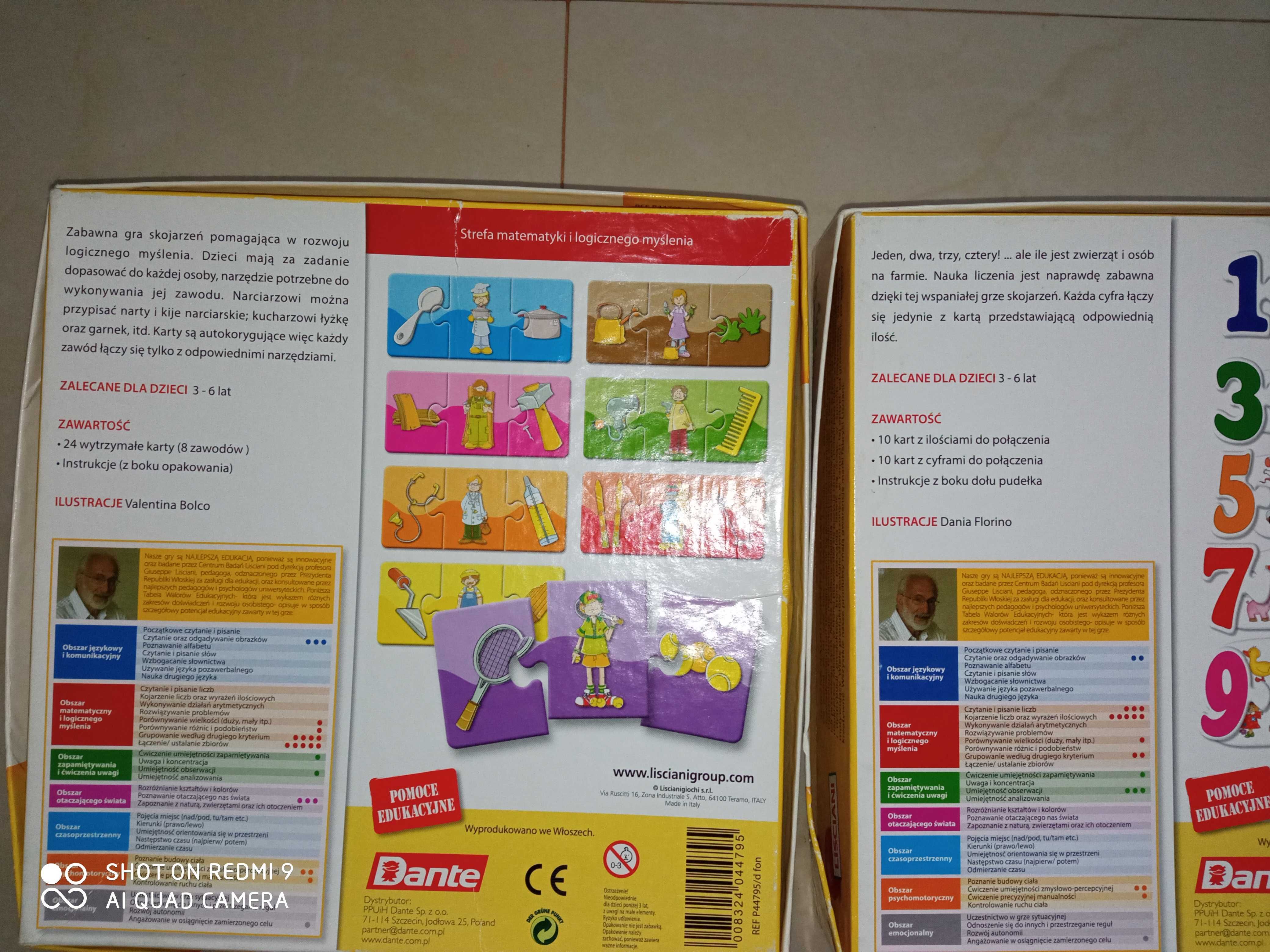 Układanki gry edukacyjne Carotina Trefl: kolory kształty cyfry zawody