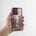Etui iPhone 15 Pro Max | Motyw łabędzia + brokat | Różowe złoto