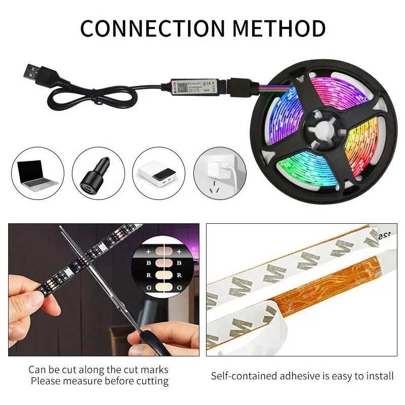 Taśma LED RGB 3 metry z USB 5V (1~2A)