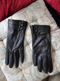 Rękawiczki skórzane damskie czarne
