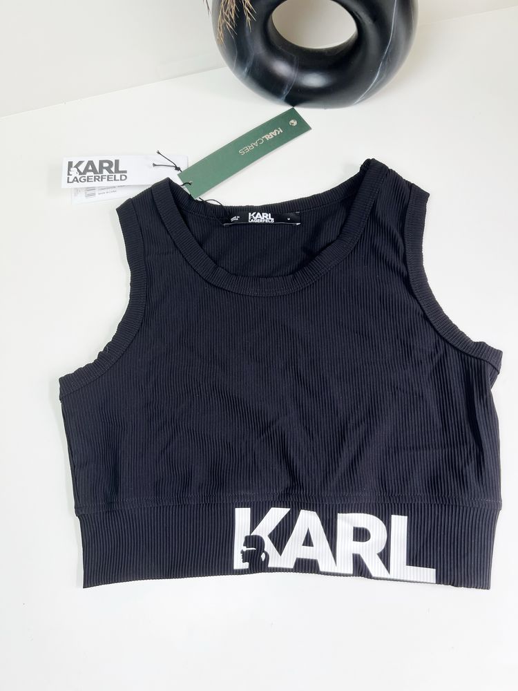 кроп топи Karl Lagerfeld Women’s Ribbed Bold Logo