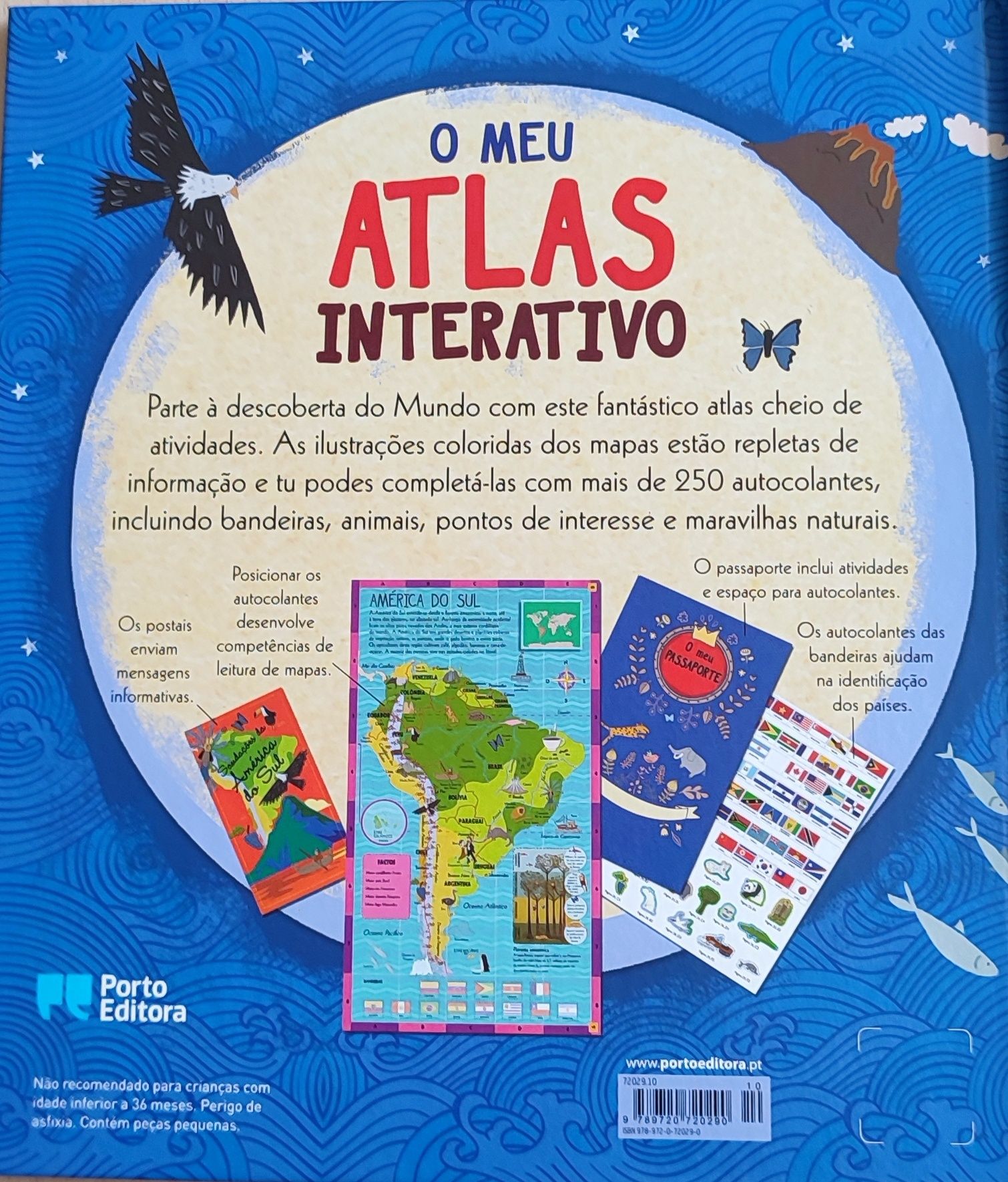 Atlas interativo com postais, passaporte e autocolantes