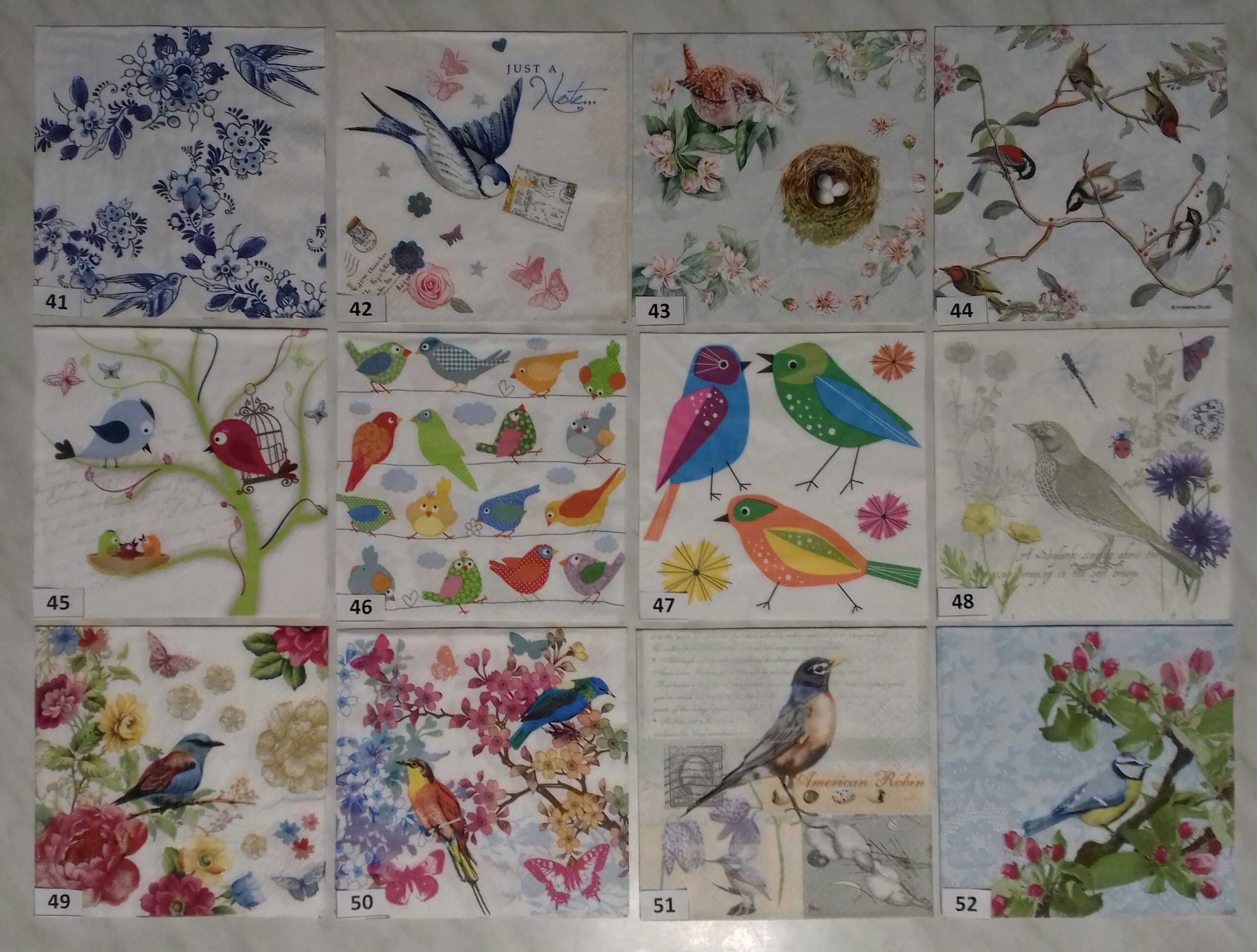 Serwetki decoupage ptaki zestaw B  (88 wzorów)