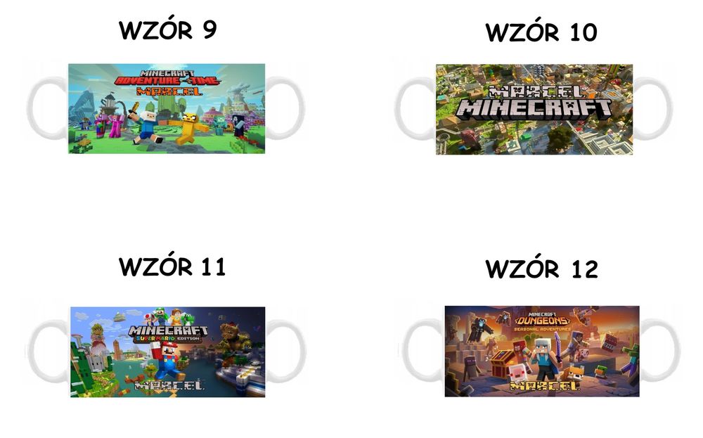 Kubek z nadrukiem Minecraft, różne wzory plus imię