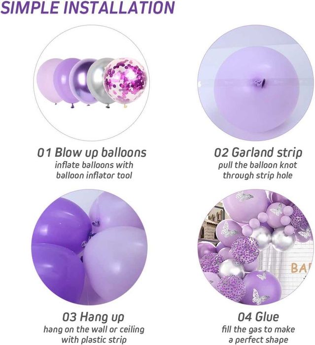 Zestaw 118 Fioletowych Balonów Na Imprezę