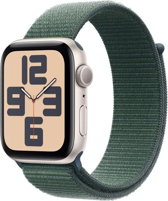 Apple Watch SE 44mm Starlight Aluminium Case with Lake Green SportLoop