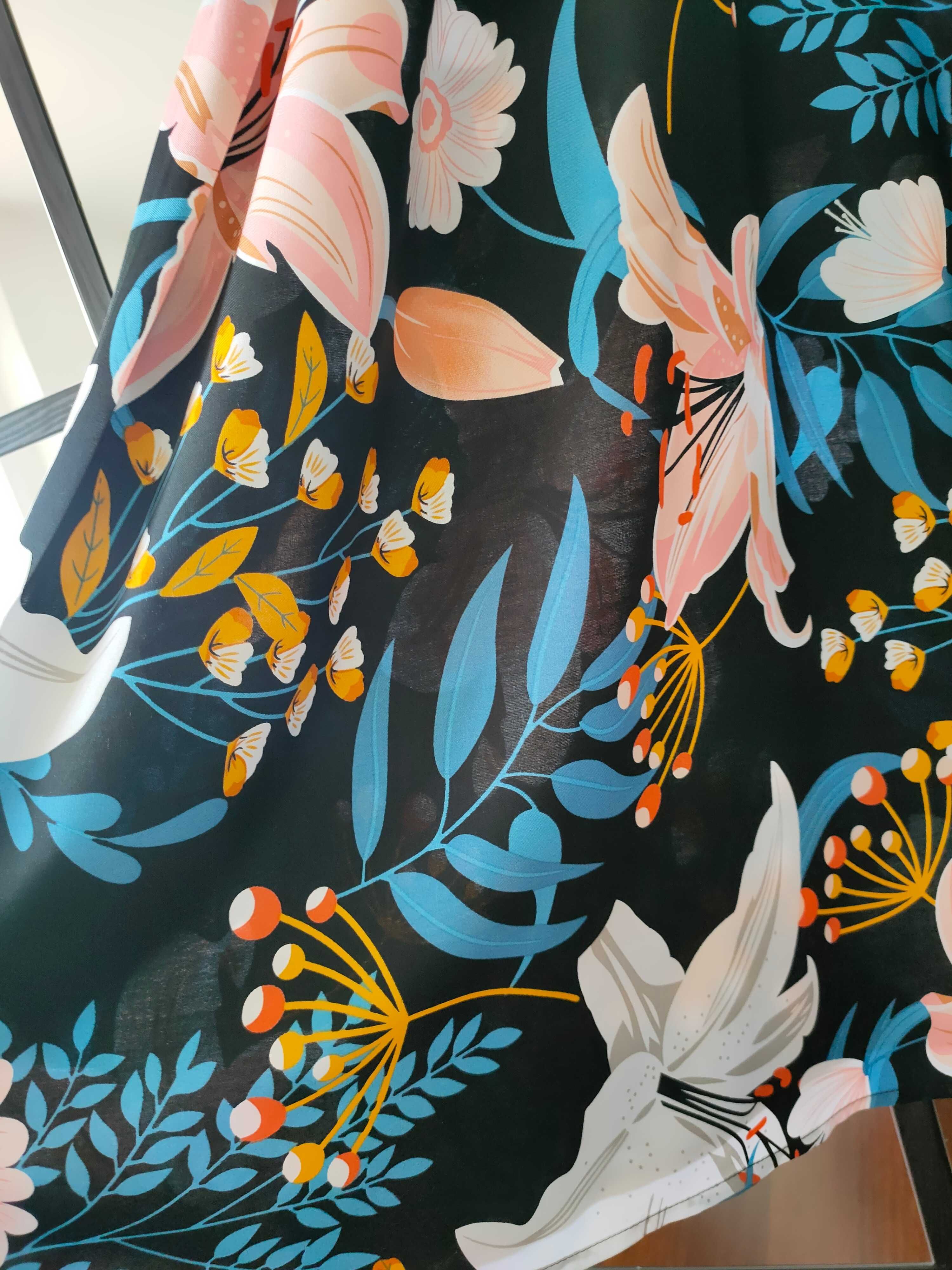 Mega sukienka na lato midi maxi kwiaty lilie L / XL