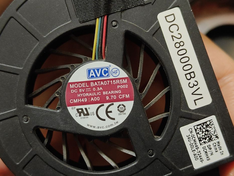 AVC BATA0815R5H Cooling Fan PN02, DC28000DDVL, 02K3K7, 5V 0.3A