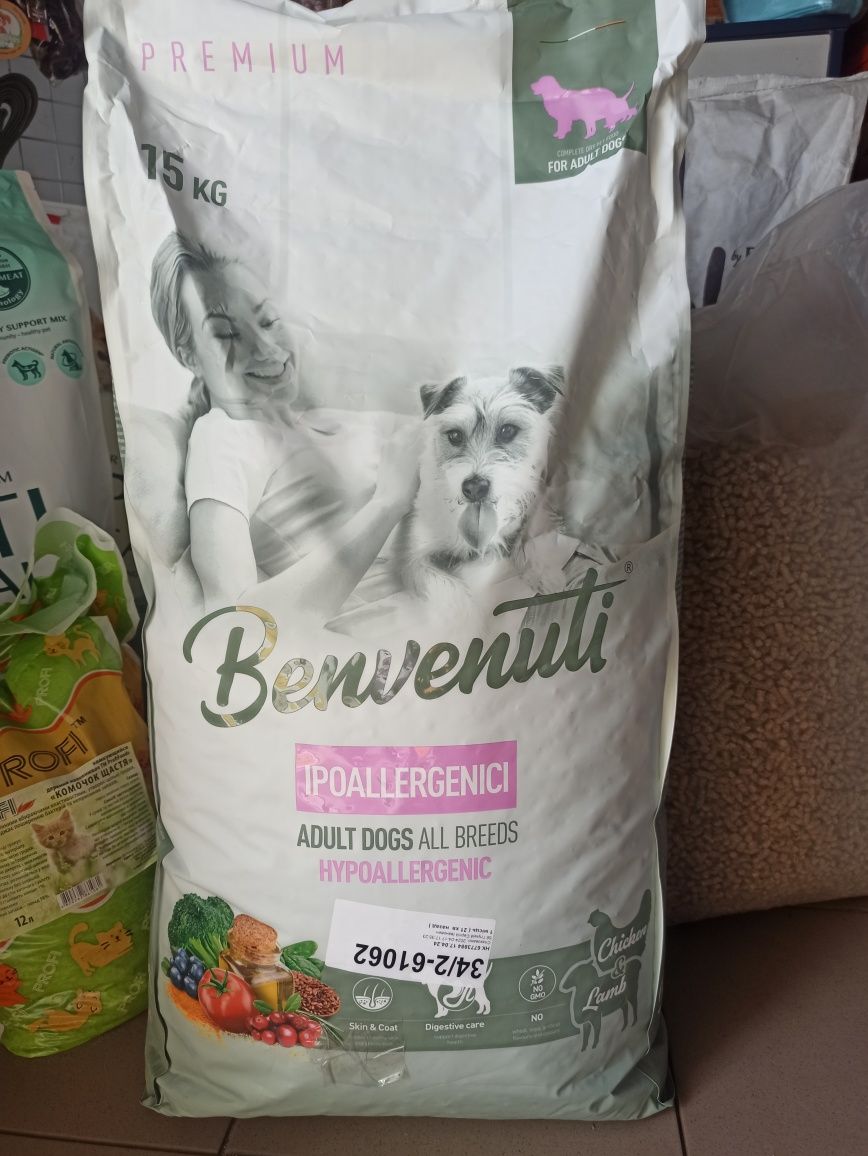 КОРМ гіпоалергенний для всіх порід собак Бенвенуті 15 кг курка та ягня