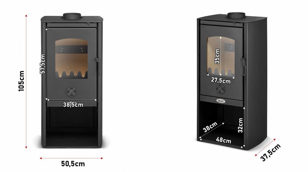 Piec kominek koza nowoczesny stalowy BLIST Polar 6,7 kW Outlet