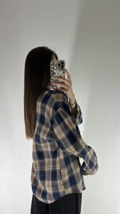 Сорочка картата в клітинку жіноча байка каміння стрази