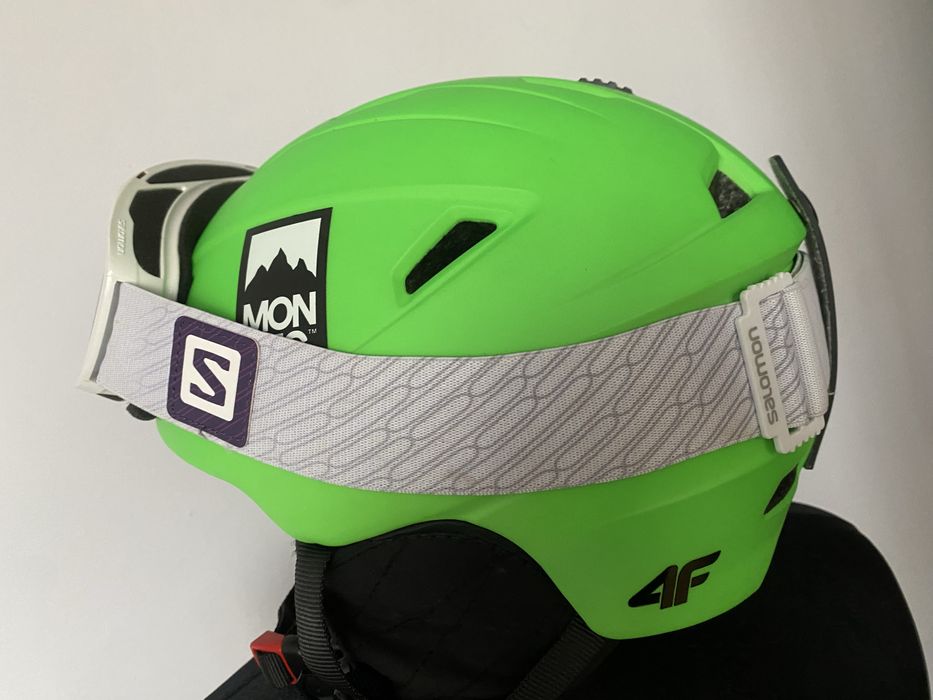 Gogle Salomon + kask narciarski 4F