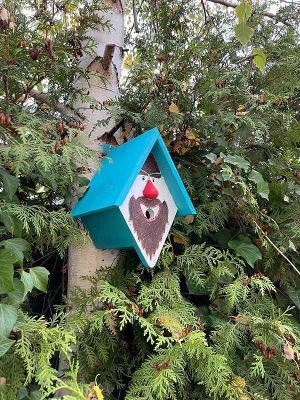 Drewniany domek dla ptaków ozdoba na ogród taras prezent