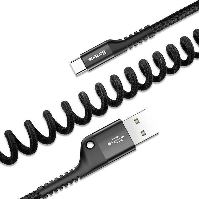 Kabel Usb Do Usb-C Sprężynowy Baseus Spring 1M 2A (Czarny)