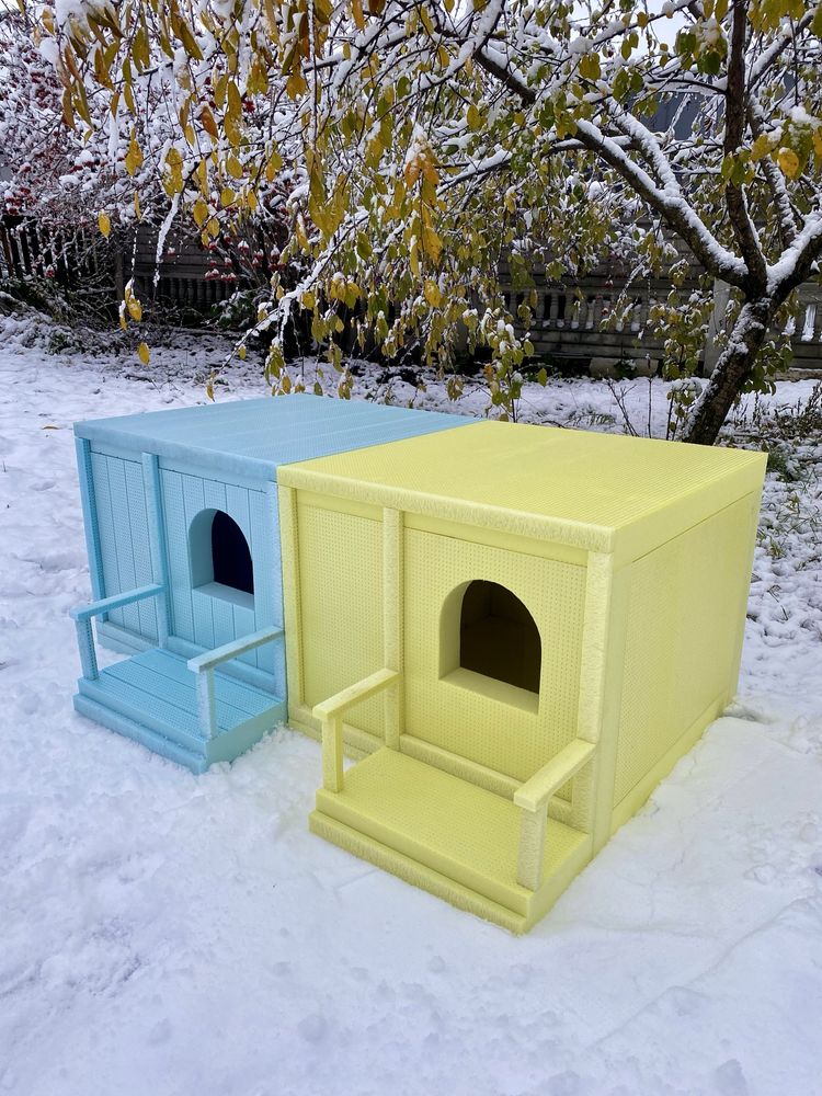Зимняя будка. Уличный домик для котов. Утеплённая будка для кота.